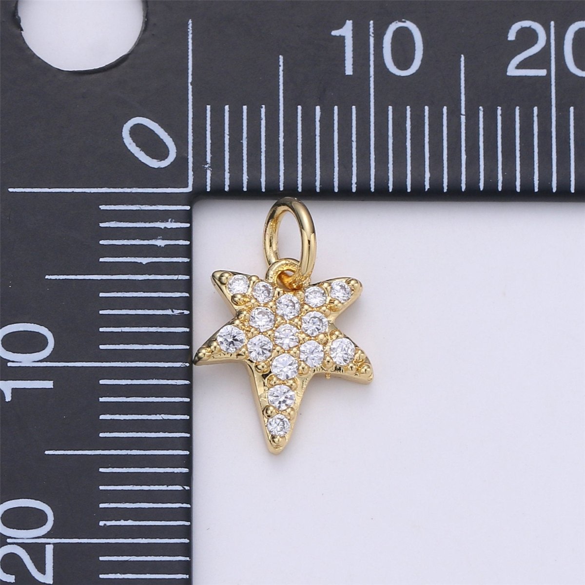 24K Gold filled Tiny Falling Star Dainty Charm with Micro Pave Cubic Zirconia CZ Stone for Necklace or Bracelet, C-905 - DLUXCA