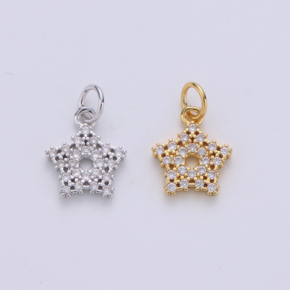24K Gold Filled Tiny Twinkle Star Charm, Silver Tiny Little Star Gold Wish Star Charm, Dainty Small Cute CZ Charm Bracelet Earring Supply, D-266 D-267 - DLUXCA