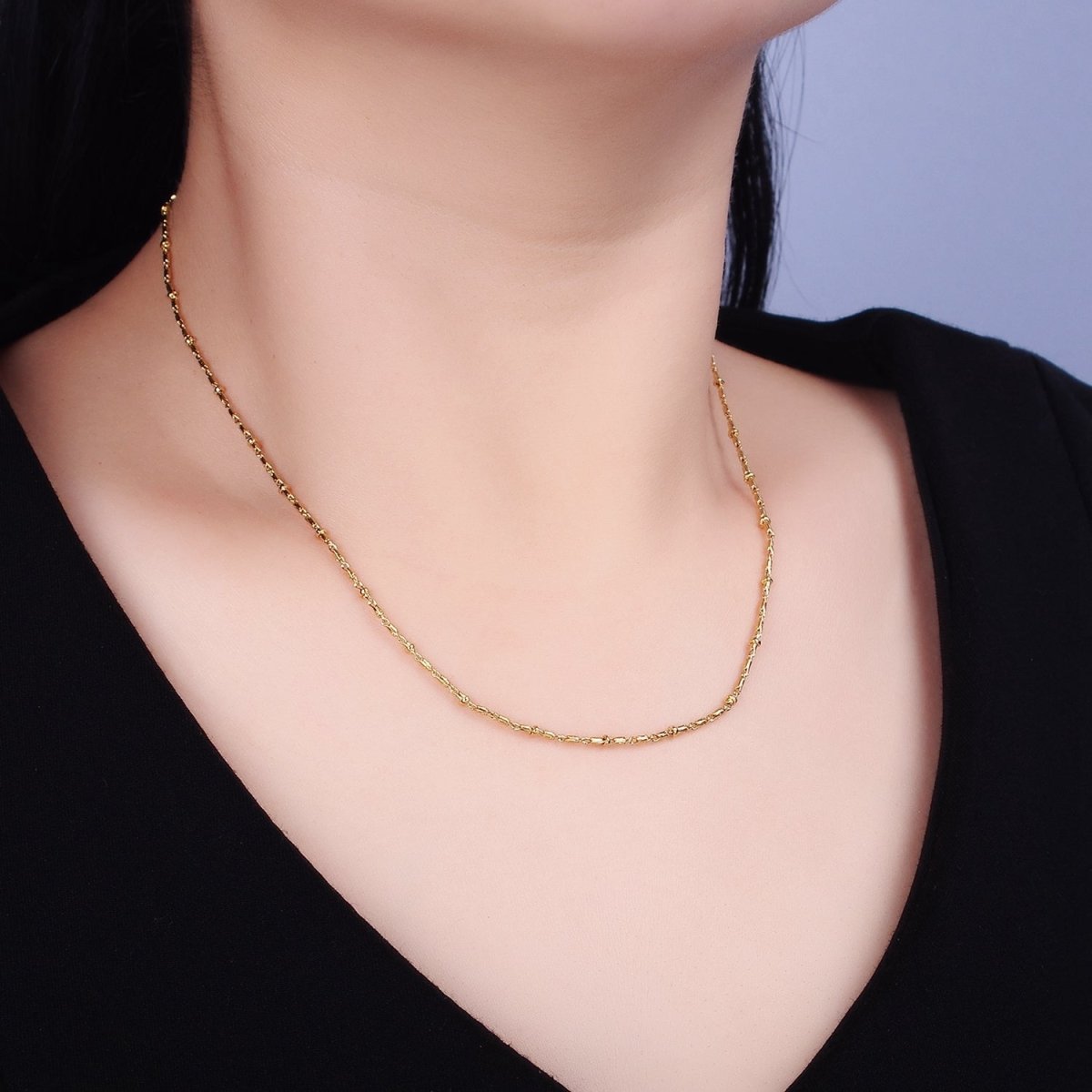 24K Gold Filled Tube Chain With Gold Beads For Wholesale Necklace Dainty Satellite Chain Jewelry Making Supplies | WA-1857 WA-1858 Clearance Pricing - DLUXCA