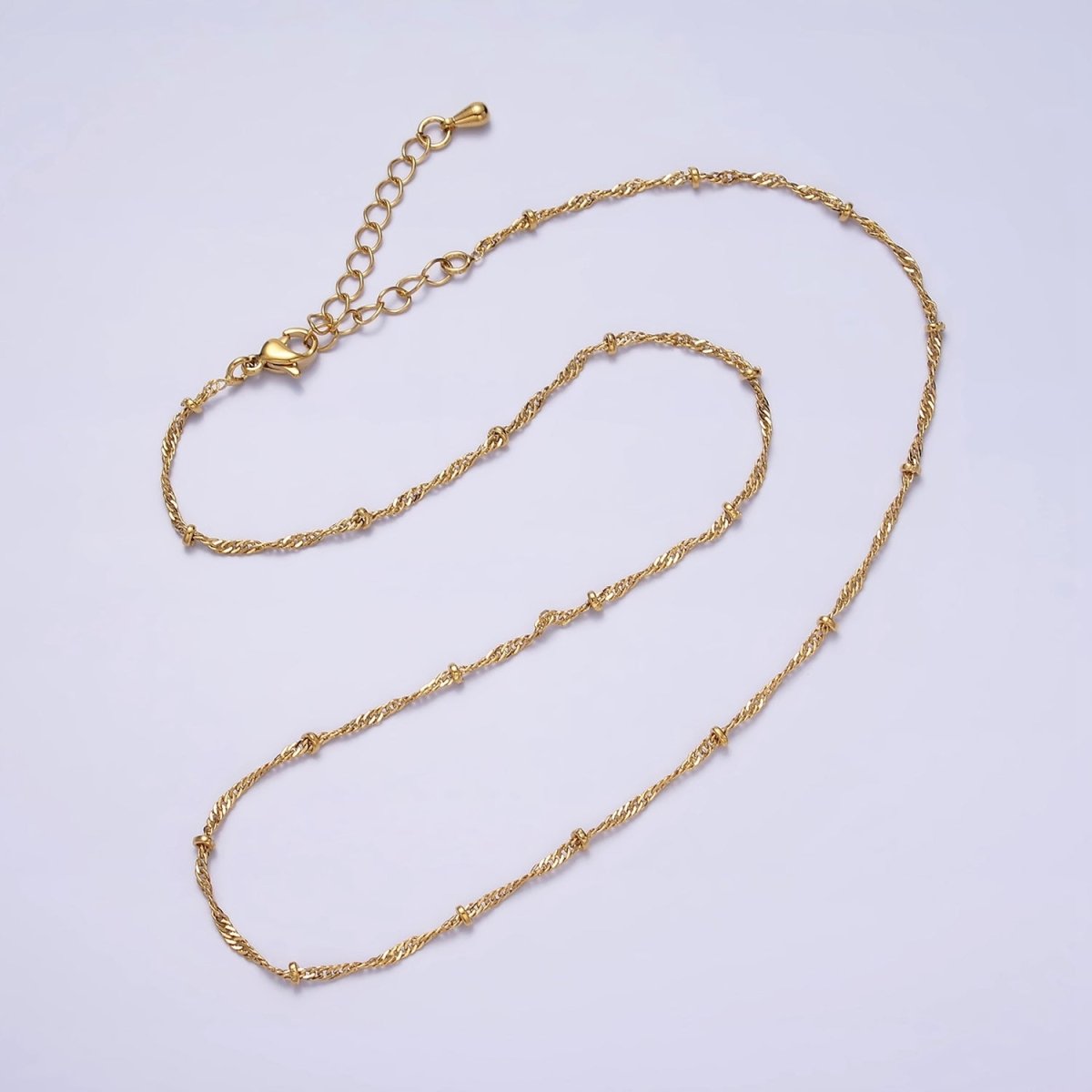 24K Gold Filled Twisted Chain With Gold Beads For Wholesale Necklace Dainty Satellite Chain Jewelry Making Supplies | WA-1847 WA-1848 Clearance Pricing - DLUXCA