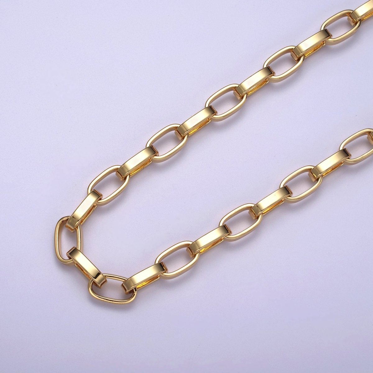 24K Gold Filled Unfinished Cable Chain, 14X8mm Wholesale Cable Chain For Jewelry Craft Making | ROLL-627 Clearance Pricing - DLUXCA