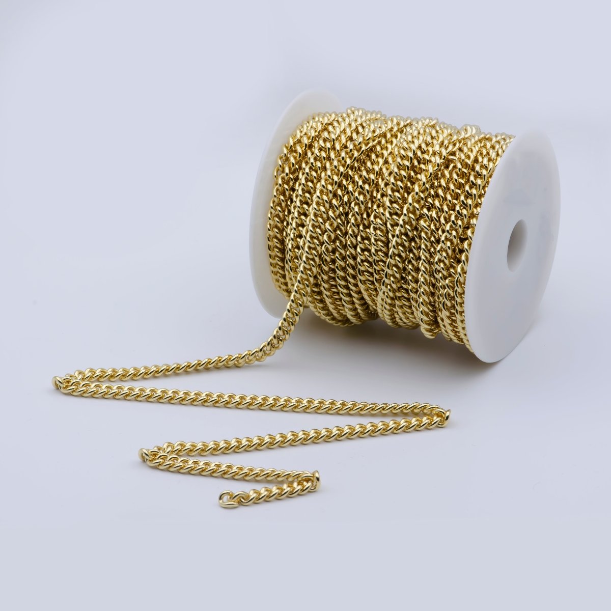 24K Gold Filled Unfinished Chain 5.9mm Gold Cuban Link Chain by Yard, Cable CURB Chain, Wholesale bulk Stunning Cuban Chain DIY Craft | ROLL-506 Clearance Pricing - DLUXCA