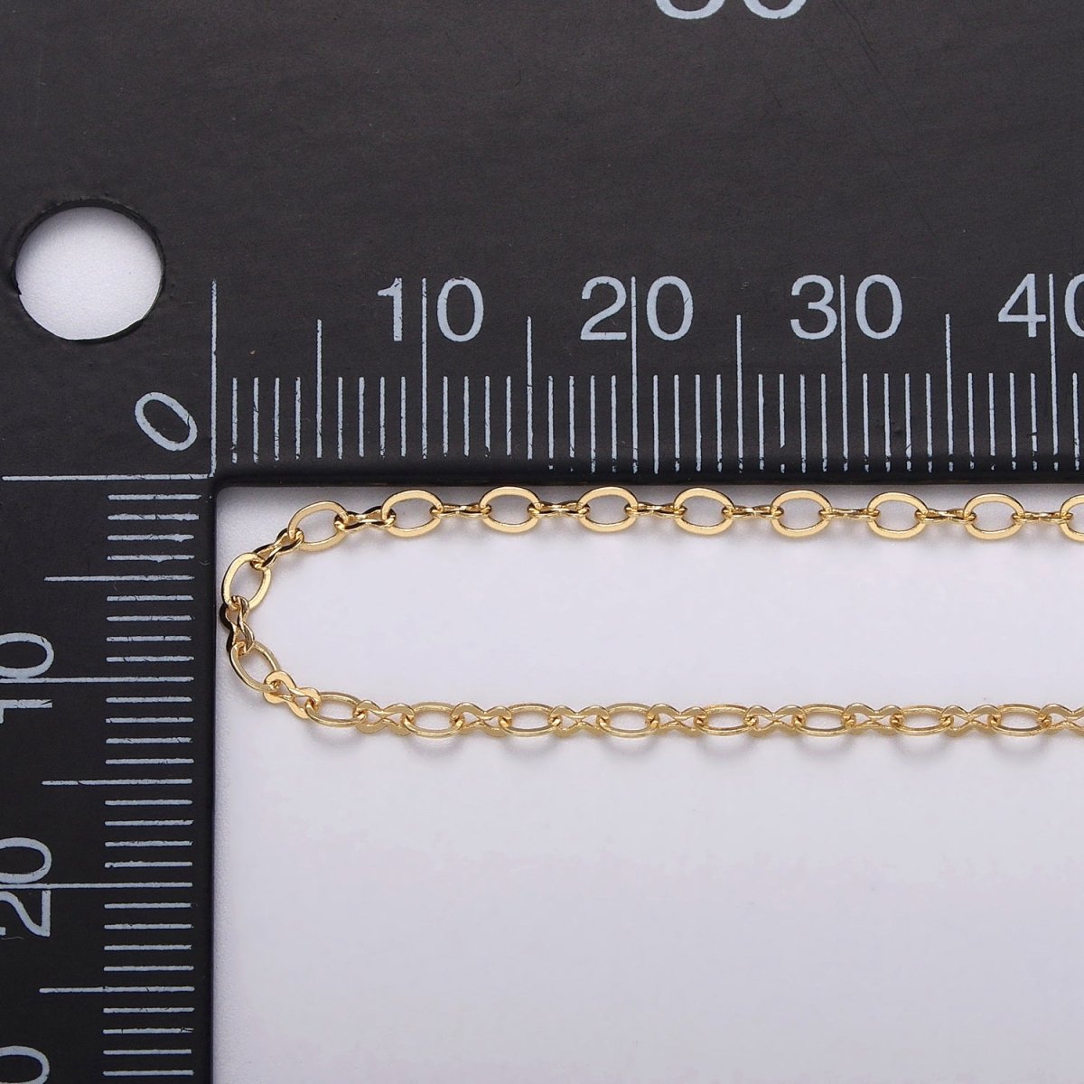 24k Gold Filled Unique Cable Figure Eight Link Unfinished Dainty Chain by Yard in Gold & Silver | ROLL-1039, ROLL-1098 Clearance Pricing - DLUXCA