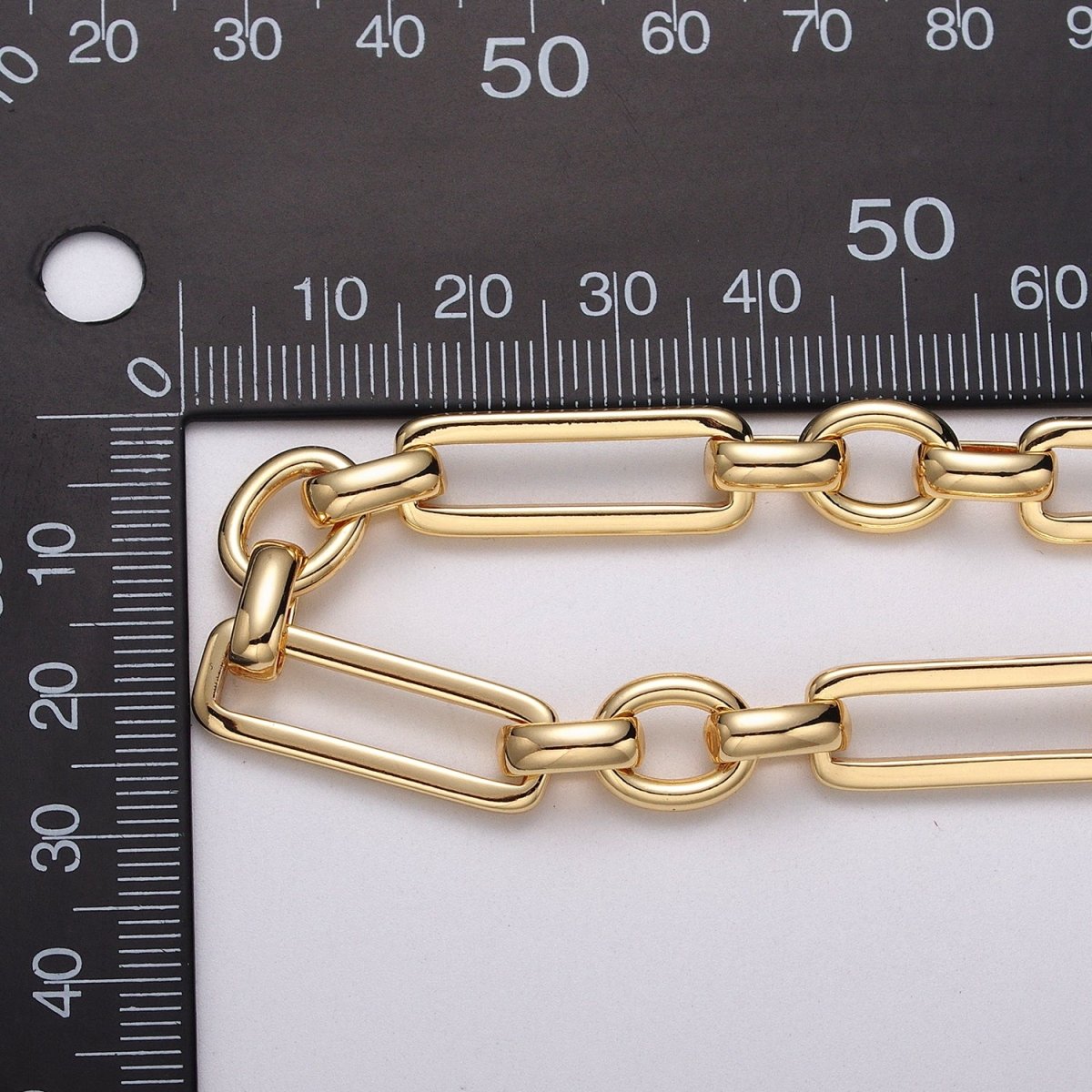 24k Gold Filled Unique PaperClip Figaro Long and Short Fancy Unfinished Chain by Yard in Gold & Silver | ROLL-1125 ROLL-1196 Clearance Pricing - DLUXCA