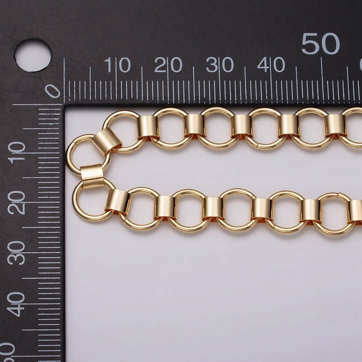 24k Gold Filled Unique Rolo 9mm Unfinished Chain by Yard in Gold & Silver | ROLL-1133, ROLL-1134 Clearance Pricing - DLUXCA