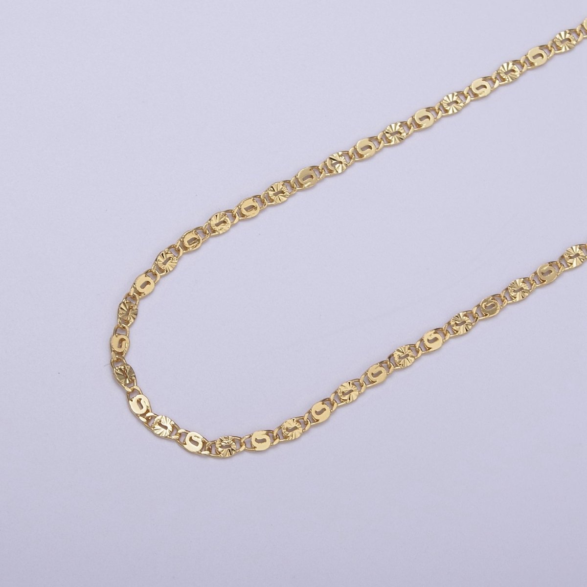 24K Gold Filled Unique Scroll Chain, Sunburst Textured Unfinished Chain in Gold & Silver For Jewelry Making | ROLL-680, ROLL-681 Clearance Pricing - DLUXCA