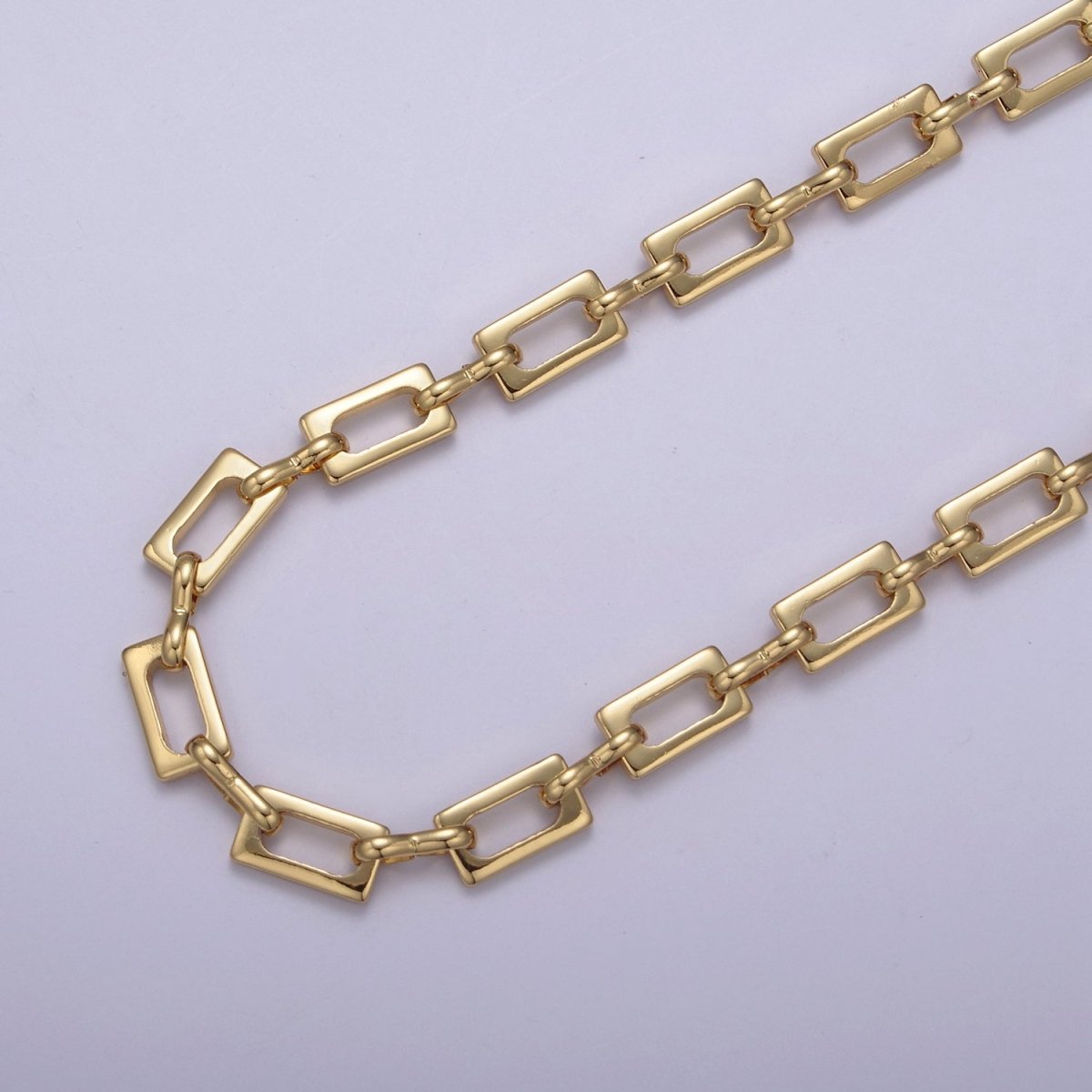 24K Gold Filled Unique Unfinished Chain For Jewelry Making, 9.8X5.5mm Width Rectangle Paper Clip Chain with 3.3mm Figure Eight Link | ROLL-647 Clearance Pricing - DLUXCA