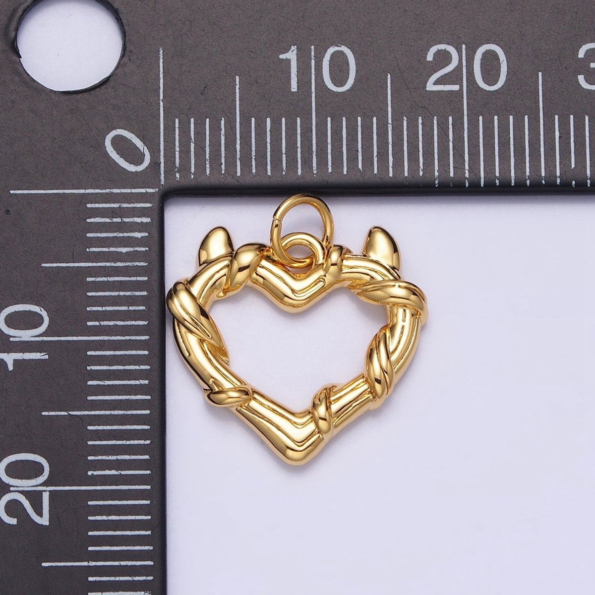 24K Gold Filled Vine-Wrapped Pointed Horned Heart Add-On Charm in Gold & Silver | AC1059 AC1060 - DLUXCA