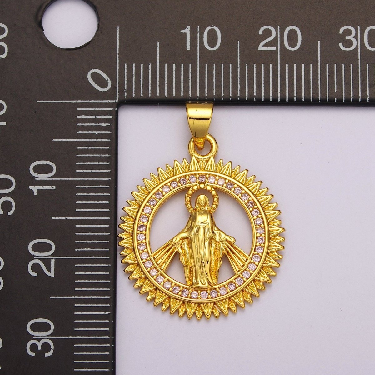 24k Gold Filled Virgin Coin Mary Pendant, Gold Medallion Necklace Miraculous Lady Layering Necklace, Religious Necklace, Gift For Her N-1392 - DLUXCA