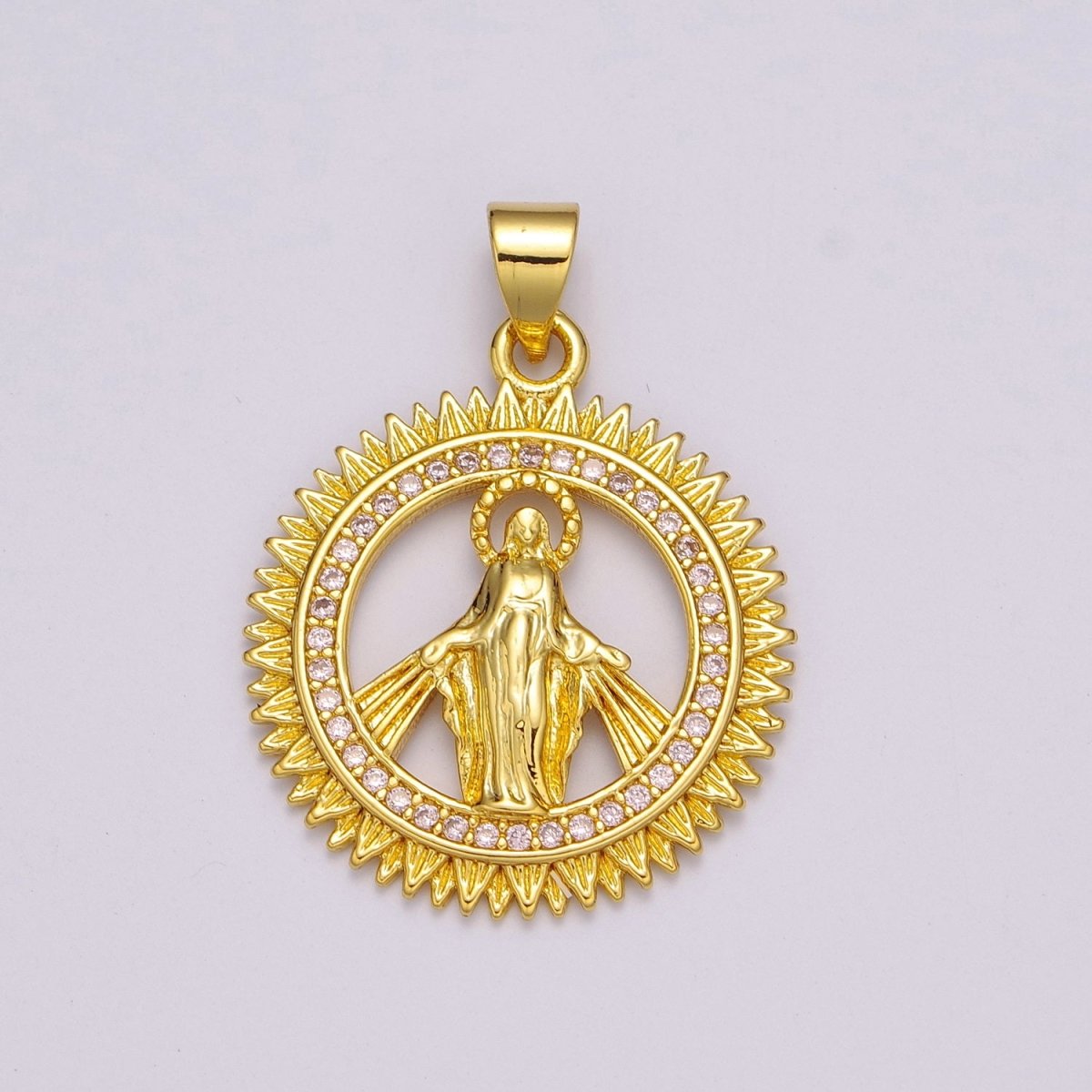 24k Gold Filled Virgin Coin Mary Pendant, Gold Medallion Necklace Miraculous Lady Layering Necklace, Religious Necklace, Gift For Her N-1392 - DLUXCA