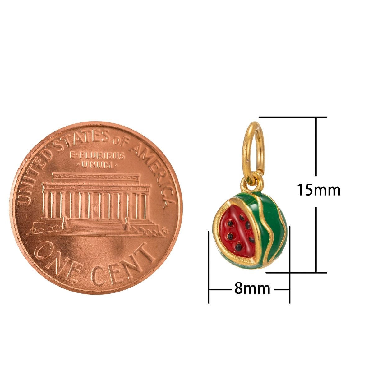 24k Gold Filled Watermelon Charm Red Watermelon Bracelet Necklace Earring Anklet Charm C-703 - DLUXCA