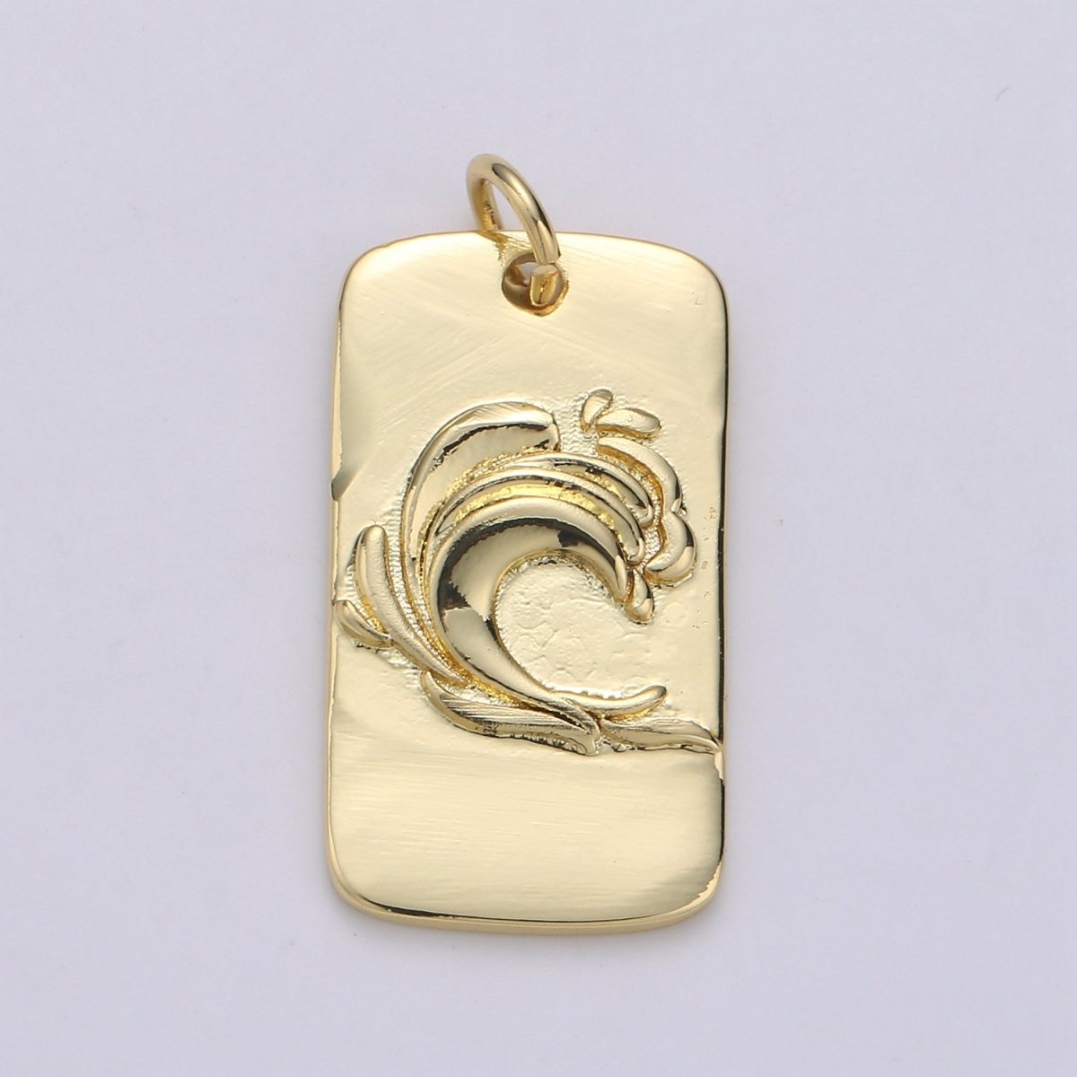 24K Gold Filled Waves Rectangle Charm E-008 - DLUXCA