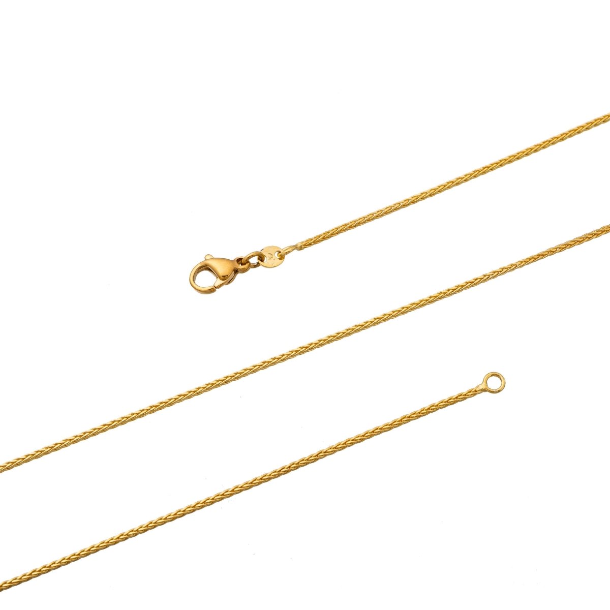 24K Gold Filled Wheat Necklace - Wheat Necklace - Dainty 1.3mm 17.5 Inches Layering Wheat Necklace w/ Spring Rings | CN-187 Clearance Pricing - DLUXCA