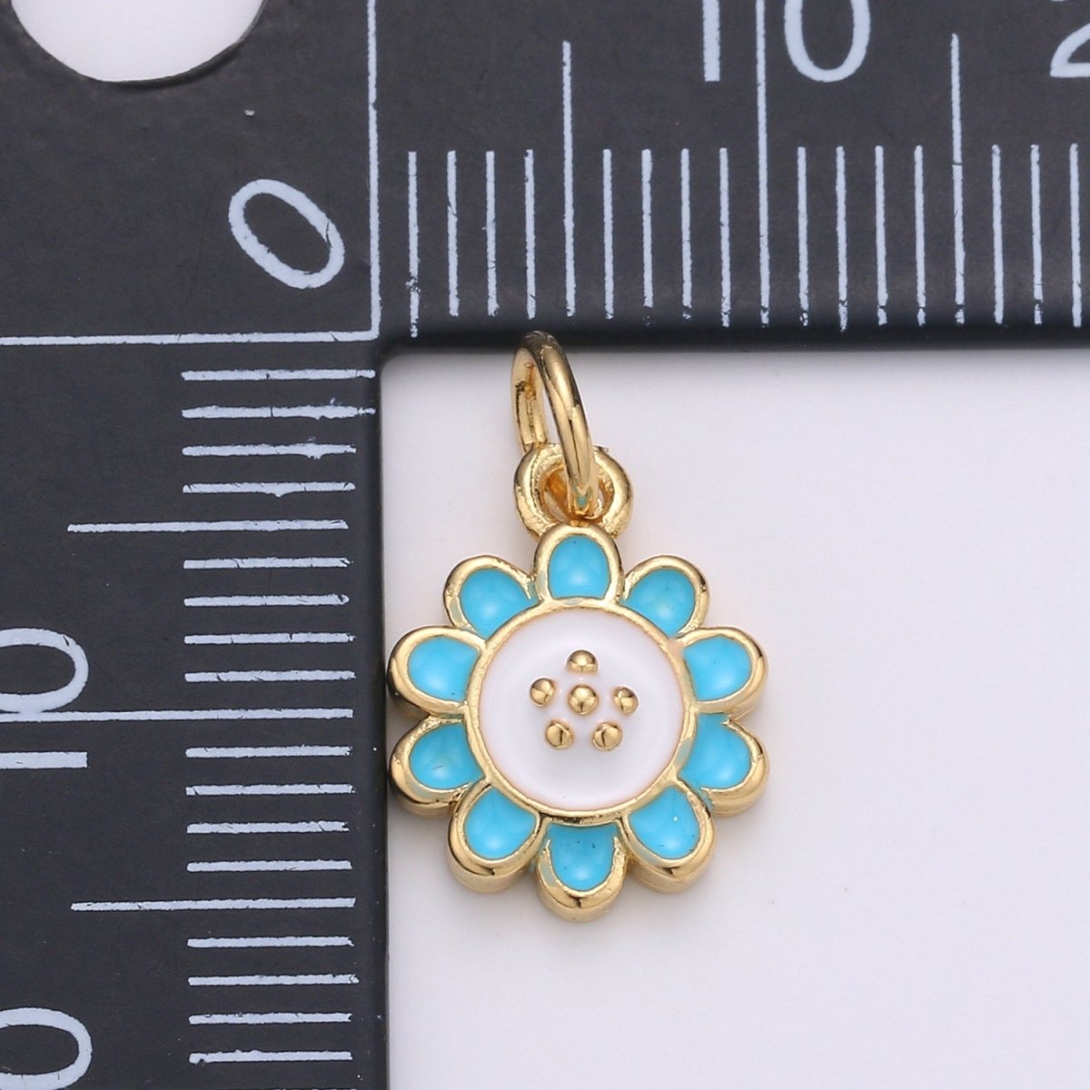 24K Gold Filled White and Tosca Flower Charm D-930 - DLUXCA