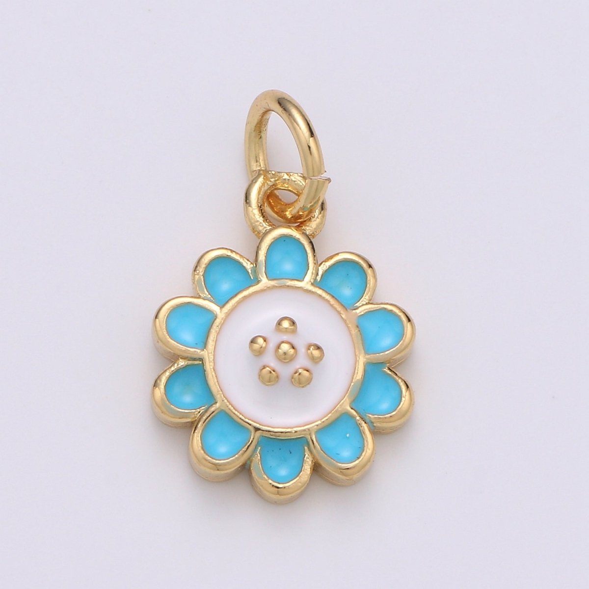 24K Gold Filled White and Tosca Flower Charm D-930 - DLUXCA