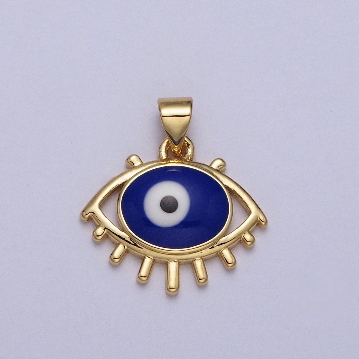 24K Gold Filled White, Blue Evil Eye Enamel Minimalist Pendant H-300 H-302 - DLUXCA