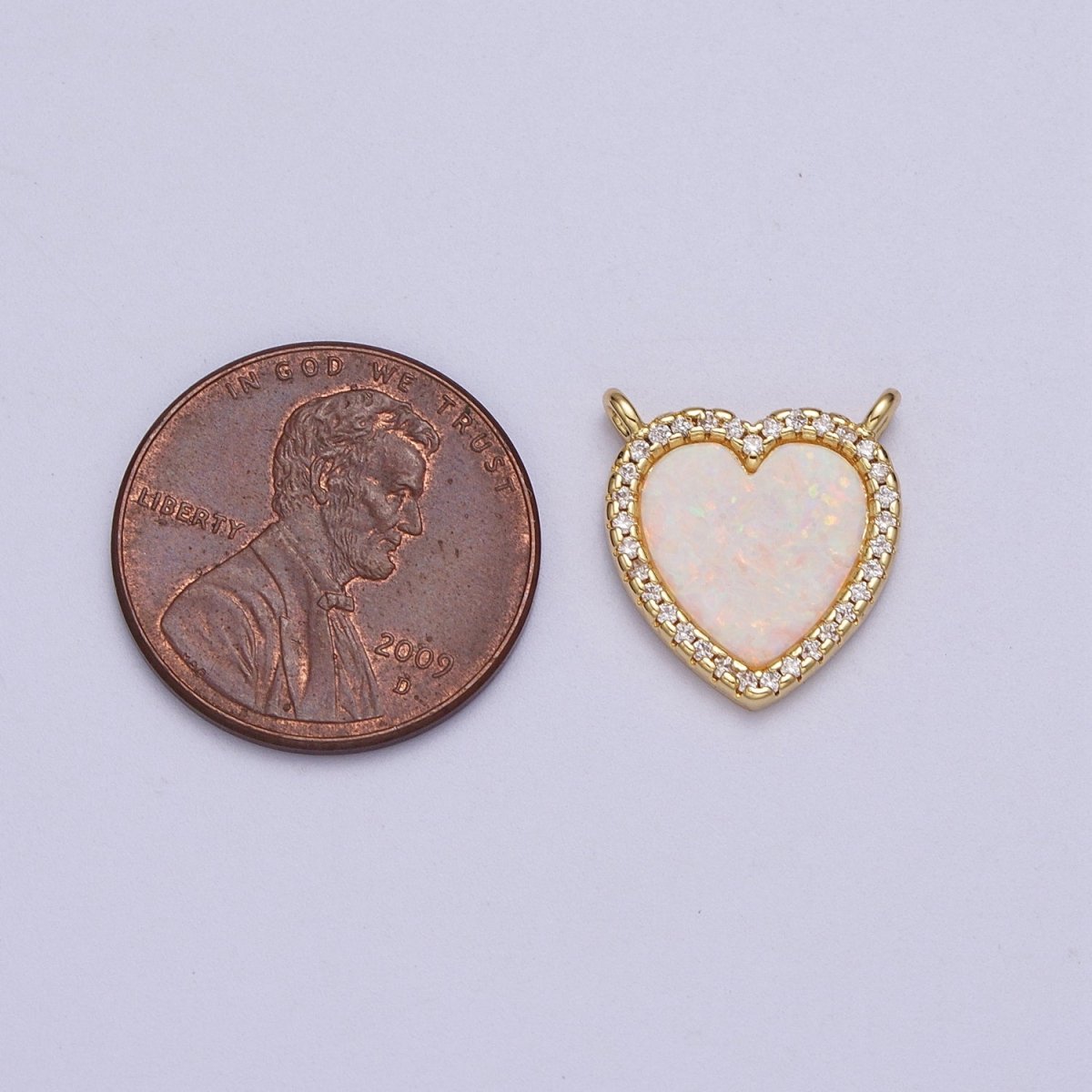 24K Gold Filled White Opal Heart Micro Paved CZ Connector | Y-658 - DLUXCA