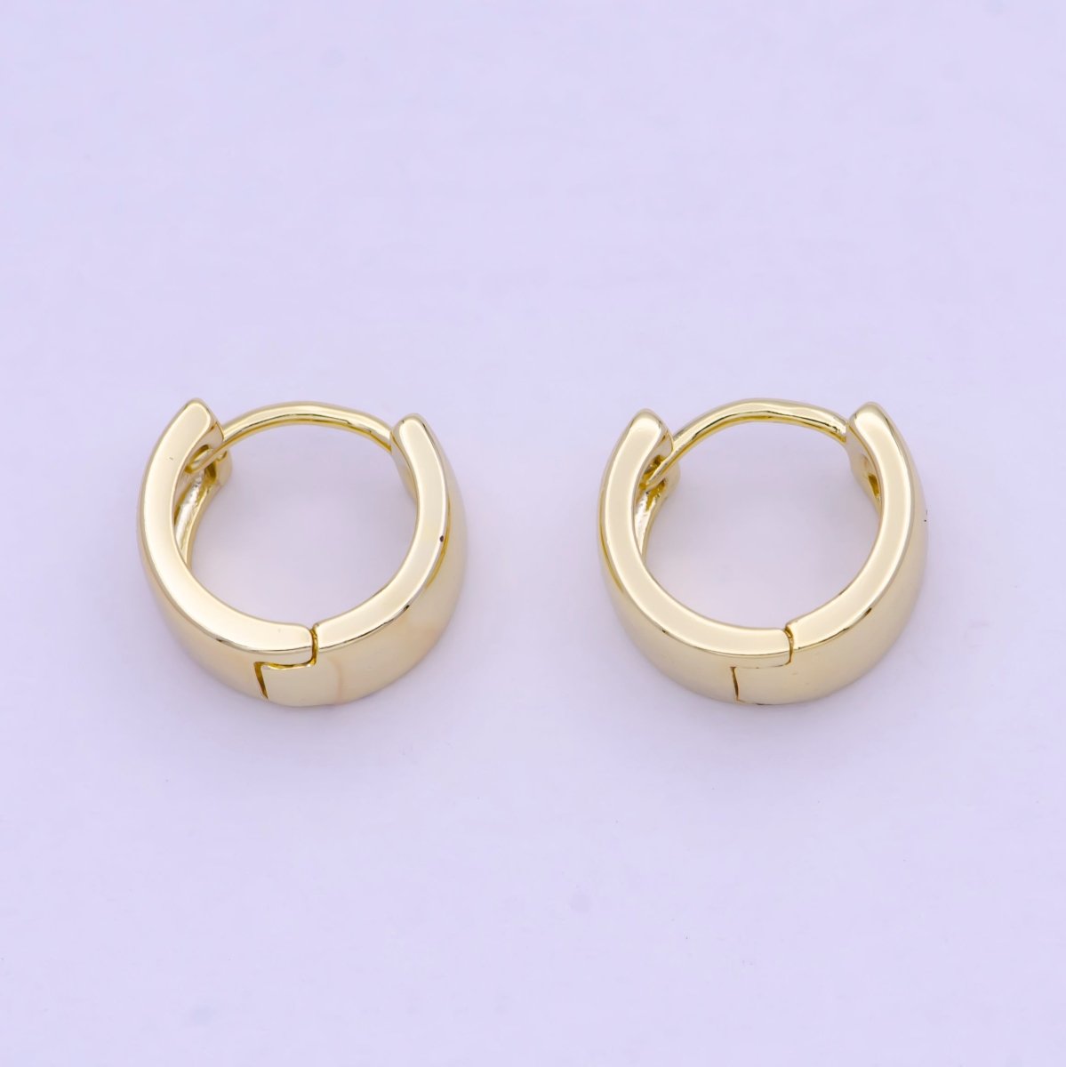 24K Gold Filled Wide Bold Huggie Everyday Cartilage Earrings | T-136 - DLUXCA