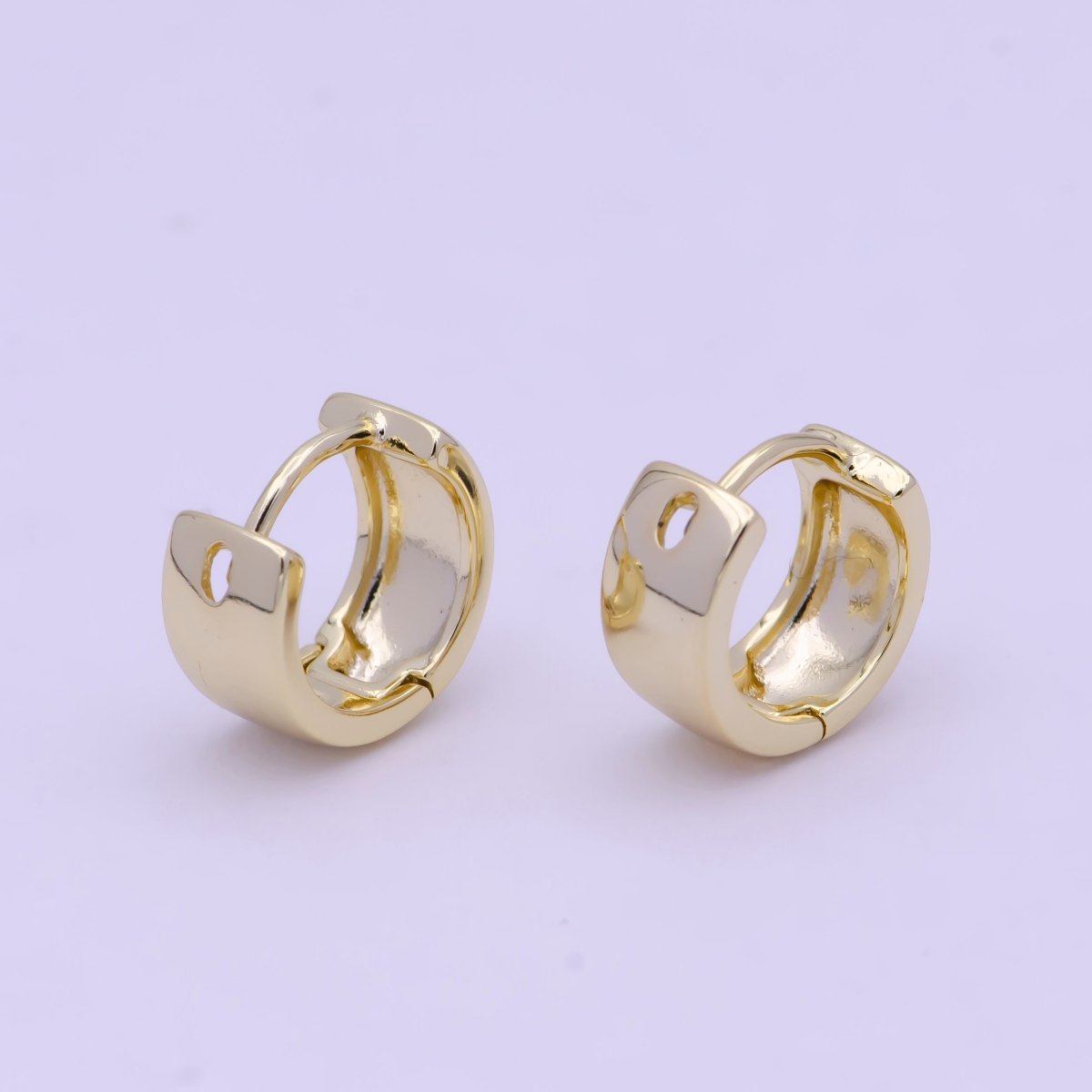 24K Gold Filled Wide Bold Huggie Everyday Cartilage Earrings | T-136 - DLUXCA