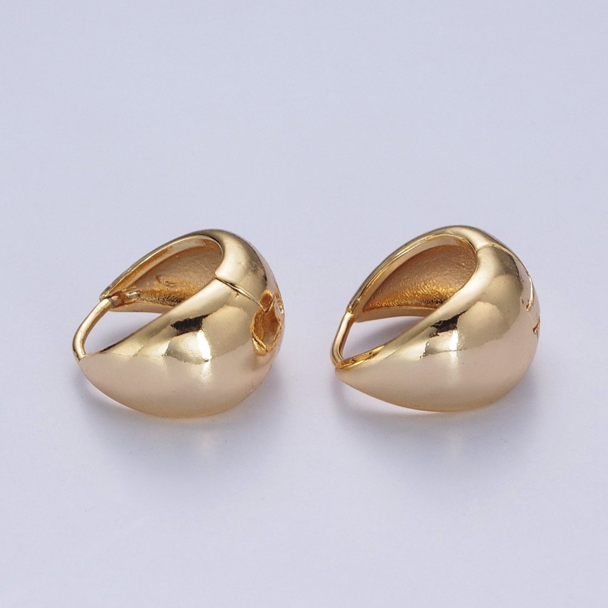 24K Gold Filled Wide Chubby Band Hoops Huggie Earrings Q-154 - DLUXCA