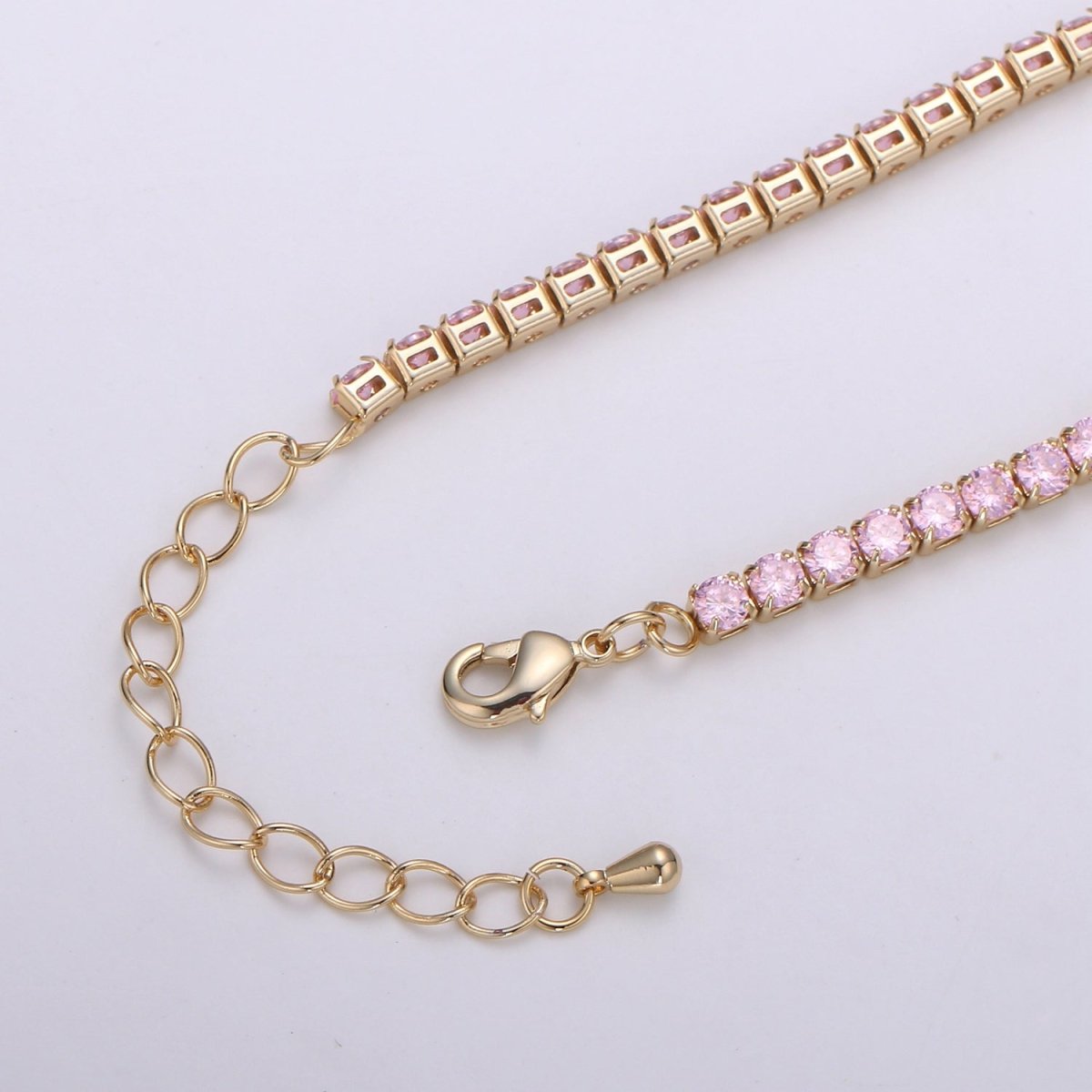 24K Gold Filled Zirconia CZ Tennis Choker, 14.6 Inches with 2 inch Extender, 3mm In Width | CN-927, CN-928 Clearance Pricing - DLUXCA