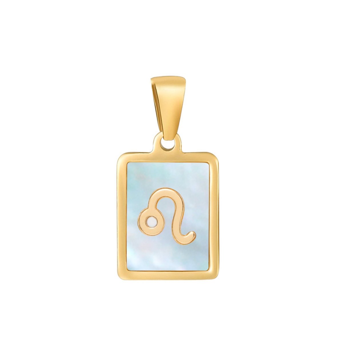 24K Gold Filled Zodiac Sign Shell Pearl Tag Astrology Horoscope Stainless Steel Pendants | A-638-A-649 - DLUXCA