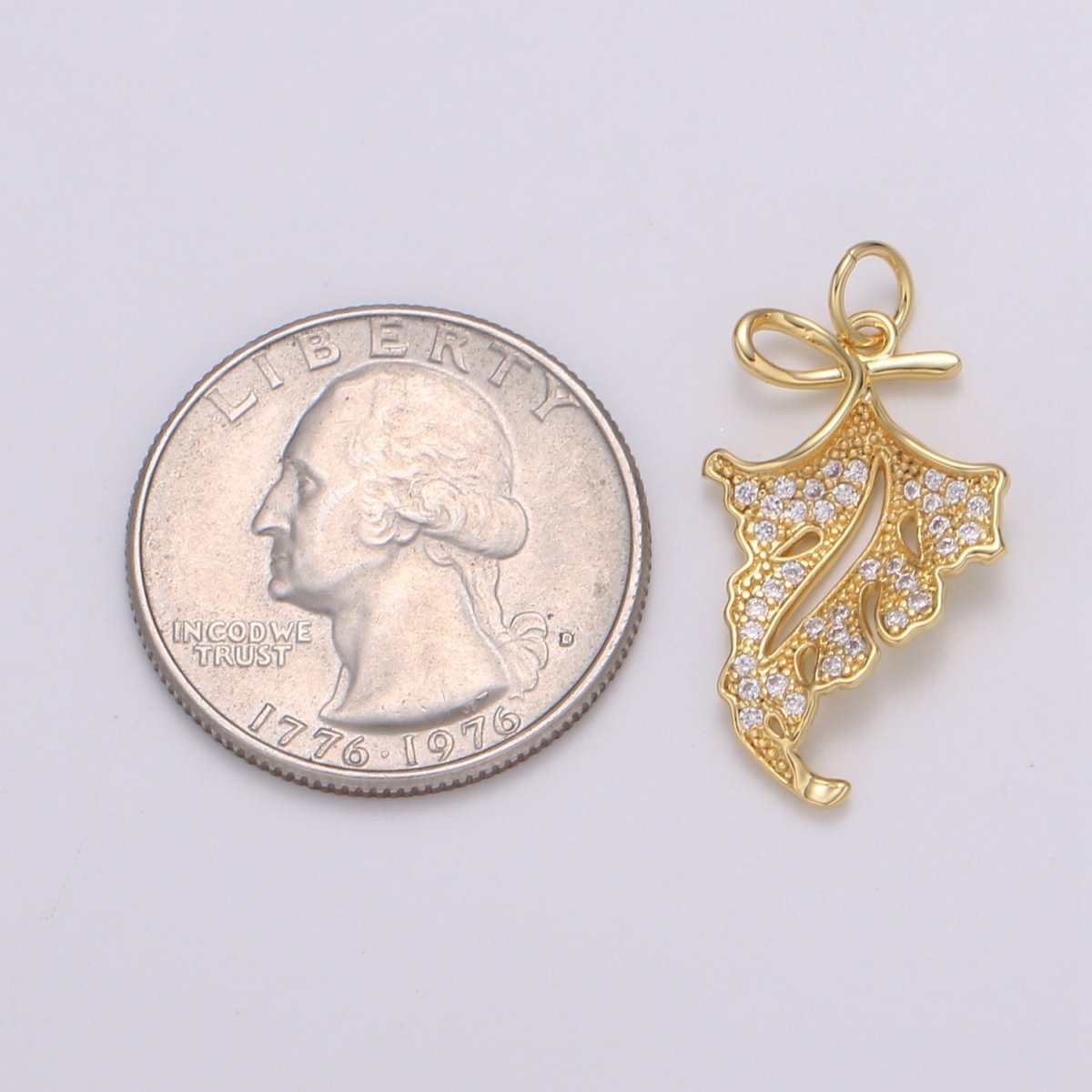 24K Gold Maple Leaf Charm Gold Maple Leaf Charm Cubic Maple Leaf Charm Nature or Forest Jewelry Inspired E-208 - DLUXCA