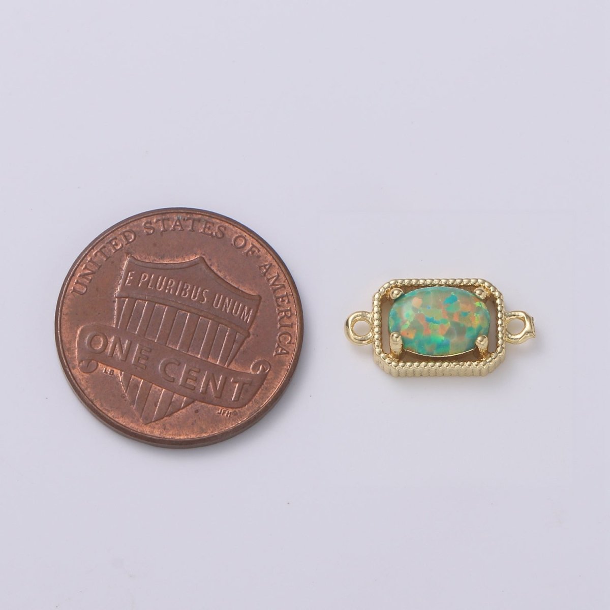 24K Gold Oval Opal Connector Octagon Link Connector Opalite Charm Connector- for Necklace Bracelet Component F-581 F-582 F-583 F-584 - DLUXCA