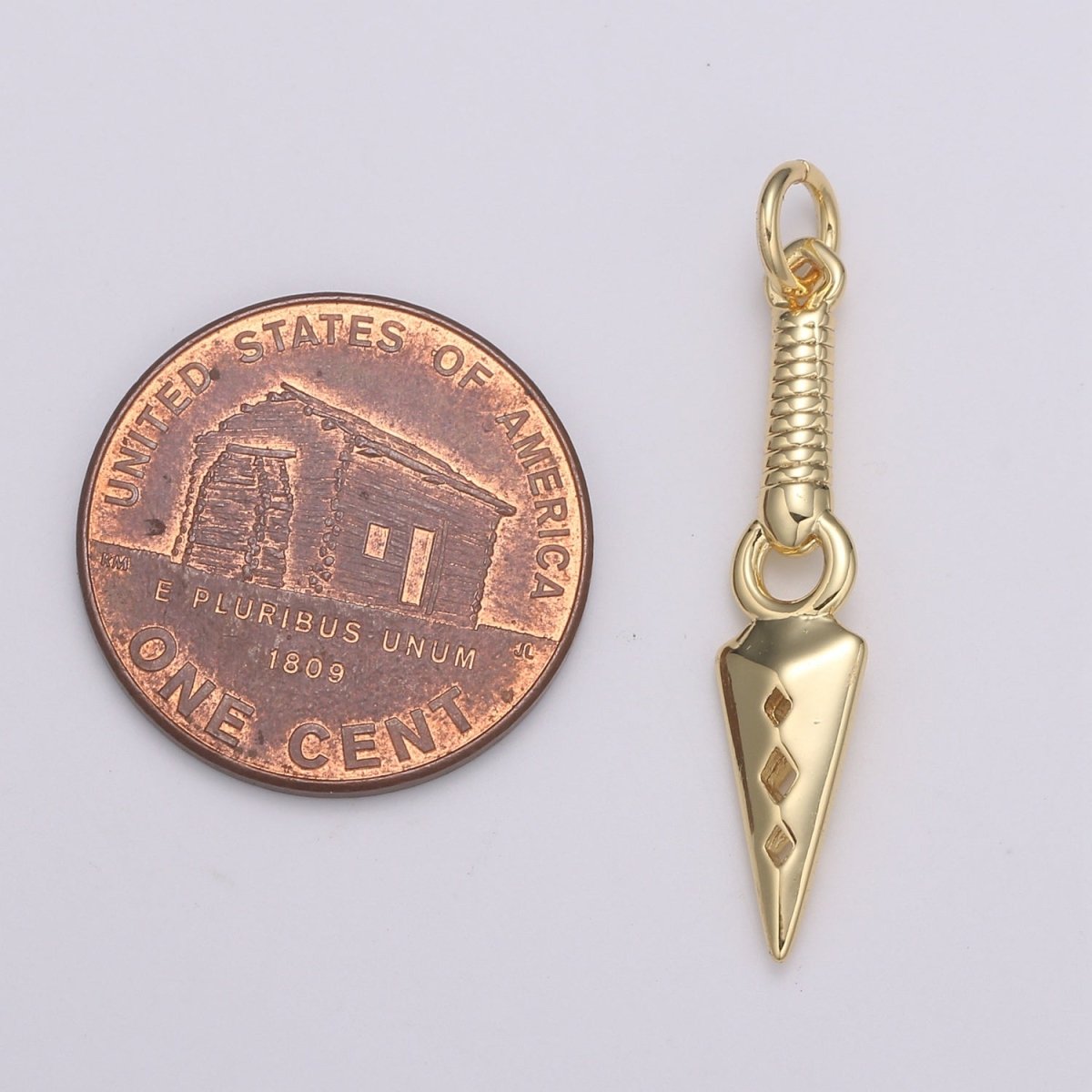 24k Gold Peg Charm, Spear Pendant Charm, Charm, For DIY Jewelry, E-200 - DLUXCA