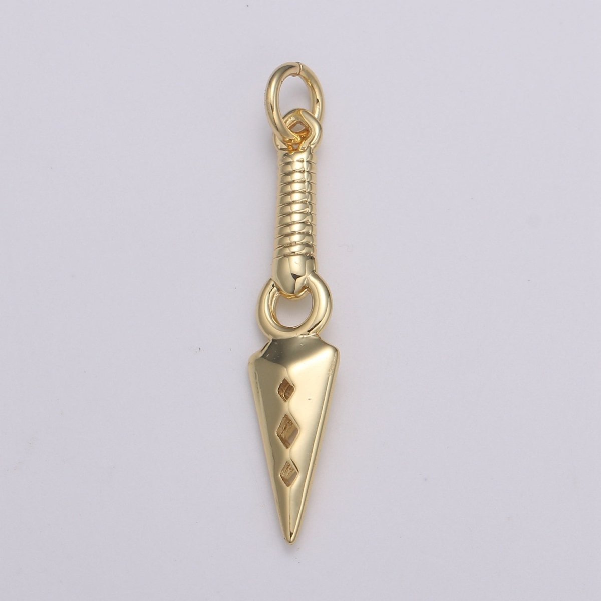 24k Gold Peg Charm, Spear Pendant Charm, Charm, For DIY Jewelry, E-200 - DLUXCA