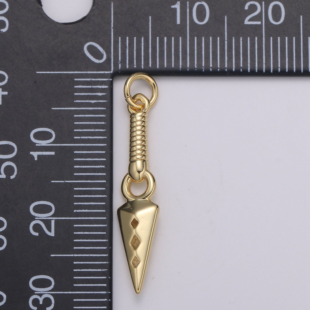 24k Gold Peg Charm, Spear Pendant Charm, Charm, For DIY Jewelry, E-200 - DLUXCA