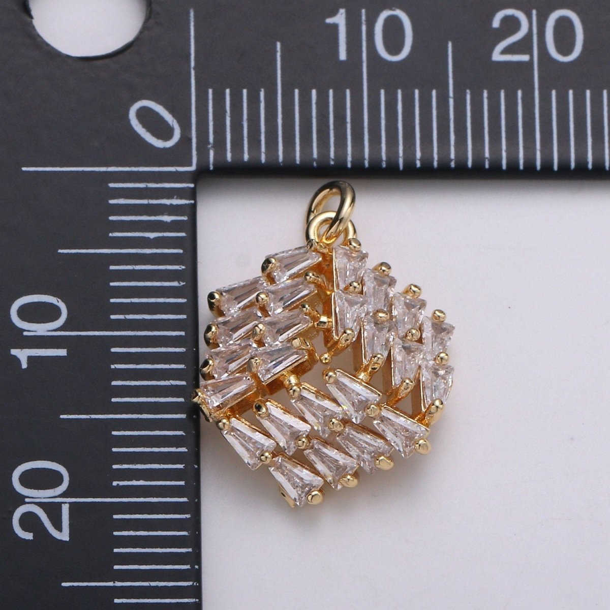 24K Gold Plated 3D Box Baguette Charm, Micro Pave Cubic Zirconia Cube Charm, Clear Cubic Charms, DIY Jewelry Supply, CHGP-314 E-558 - DLUXCA
