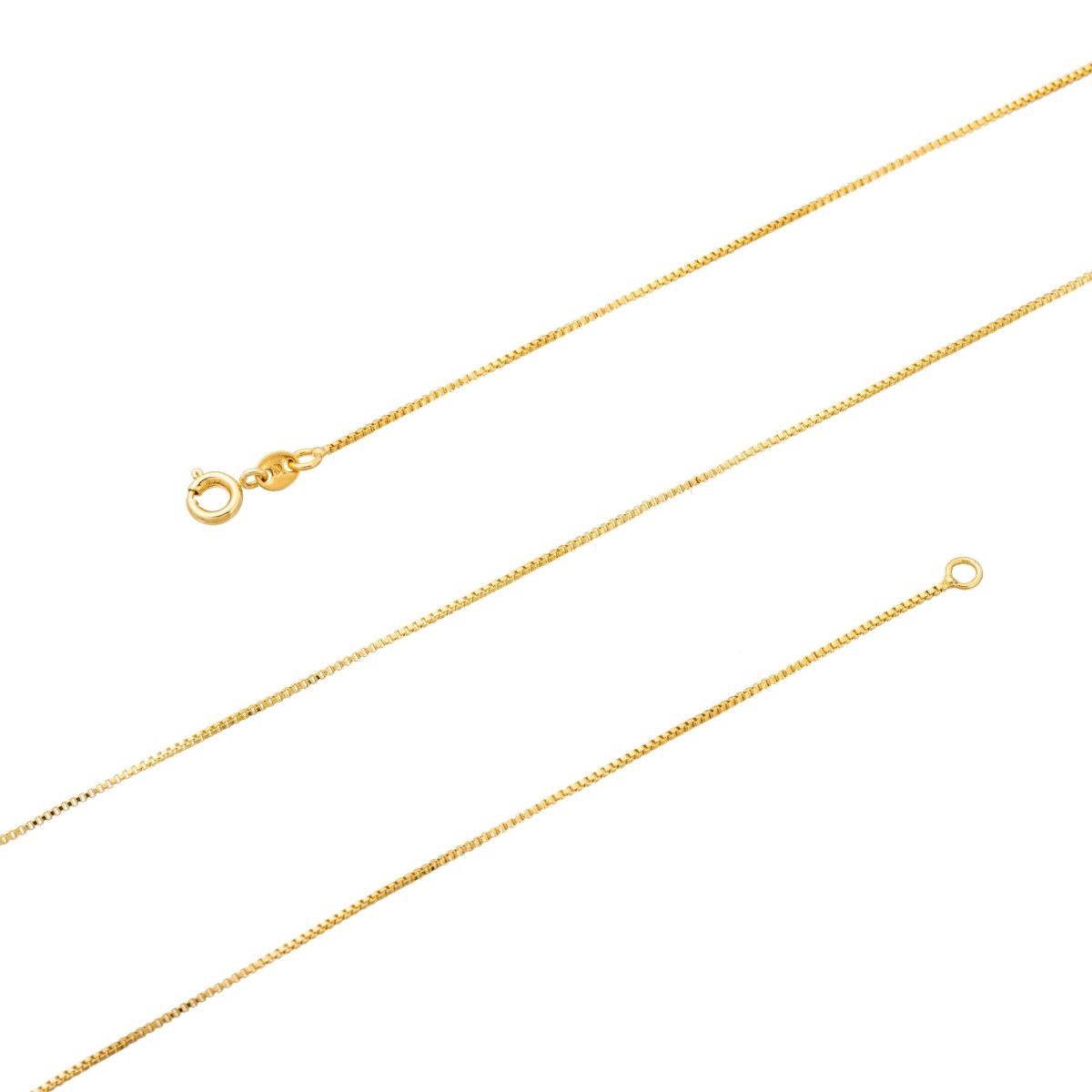 24K Gold Plated Box Chain Necklace, Dainty 1.1 mm Fine Yellow Gold Necklace, Long Finished 23.5 Inches Gold Chain | CN-154 Clearance Pricing - DLUXCA