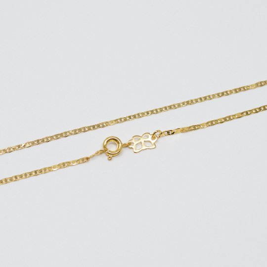 24K Gold Plated Chain Yellow Gold Mariner Necklace Chain 1.5mm 17.7" Necklace w/ Spring Rings | CN-984 Clearance Pricing - DLUXCA