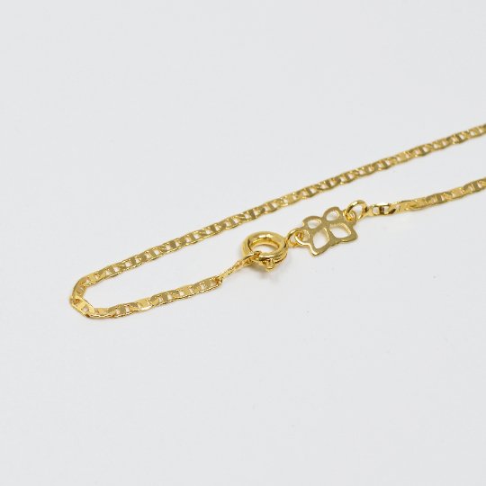 24K Gold Plated Chain Yellow Gold Mariner Necklace Chain 1.5mm 17.7" Necklace w/ Spring Rings | CN-984 Clearance Pricing - DLUXCA