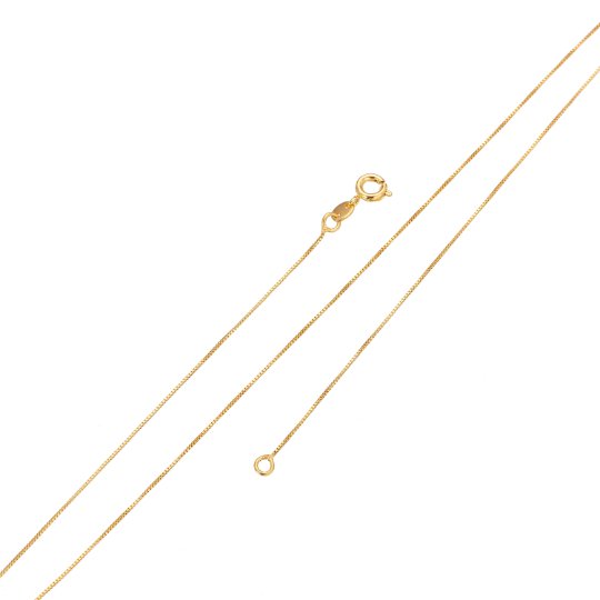 24K Gold Plated Dainty 0.8mm Box Chain 18 Inch Layering Gold Necklace w. Spring Ring | CN-968 CN-242 Clearance Pricing - DLUXCA