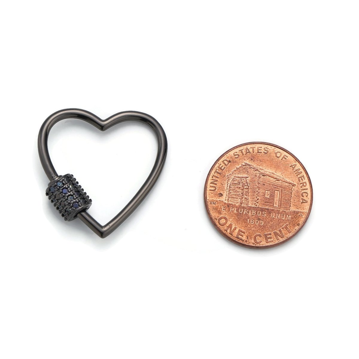 24K Gold-Plated Heart Carabiner, Circle Screw Clasp with Rhinestones, Gold, Rose Gold, and Black Color Options - DLUXCA