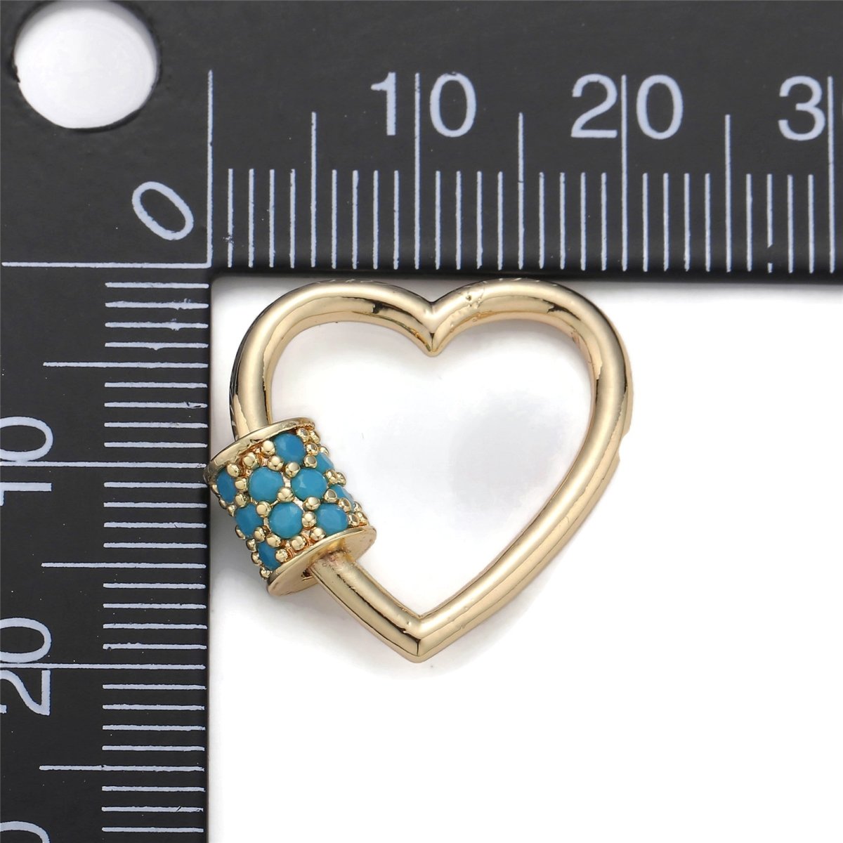 24K Gold-Plated Heart Carabiner, Circular Screw Clasp with Colored Rhinestones - DLUXCA