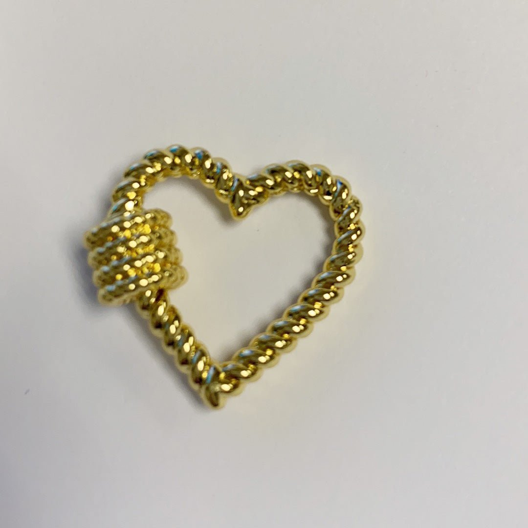 24K Gold-Plated Heart Carabiner, Rope Design, Circle Screw Clasp, Gold, Rose Gold, and Silver Color Options - DLUXCA