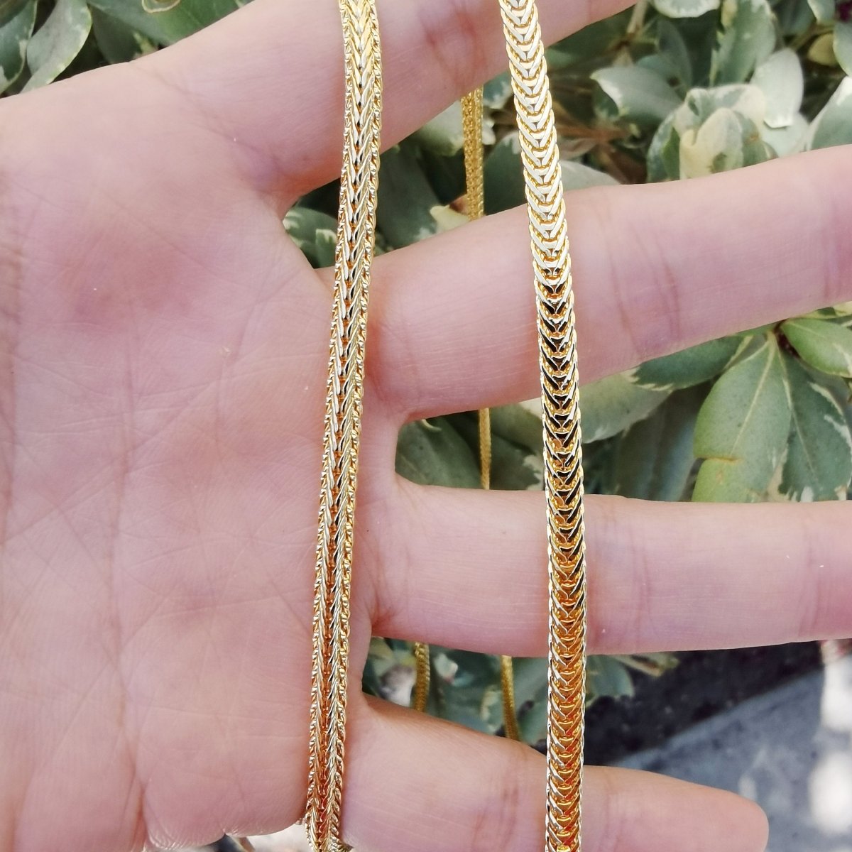 24K Gold Plated Herringbone Snake Star Weave Designed Necklace - 20 inches, 4mm Designed Necklace w/ Lobster Clasps | CN-753 Clearance Pricing - DLUXCA