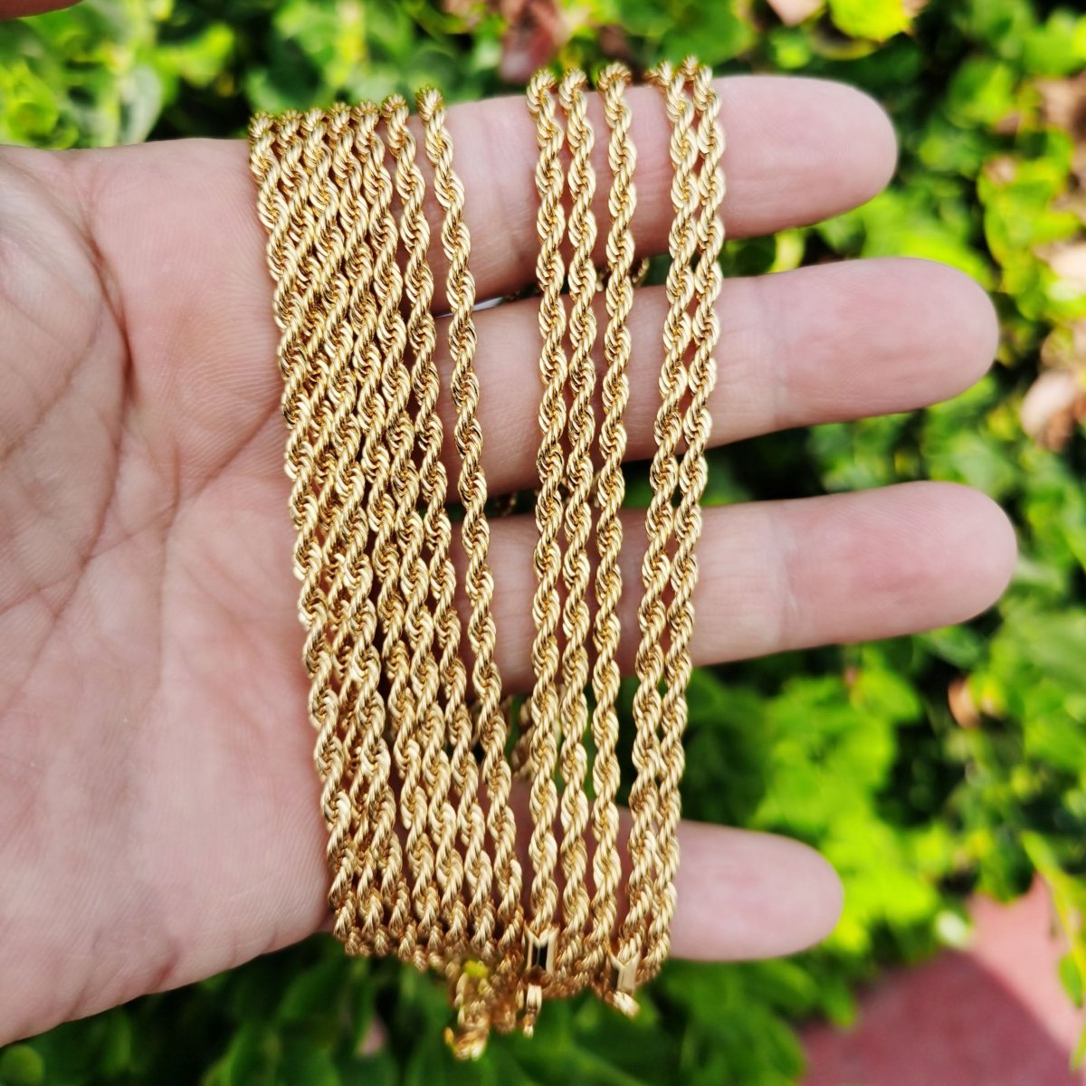 24K Gold Plated Necklace - Rope Necklace - Gold Layering Necklace - 2mm 19.7 inches Ready To Wear | CN-886 Clearance Pricing - DLUXCA