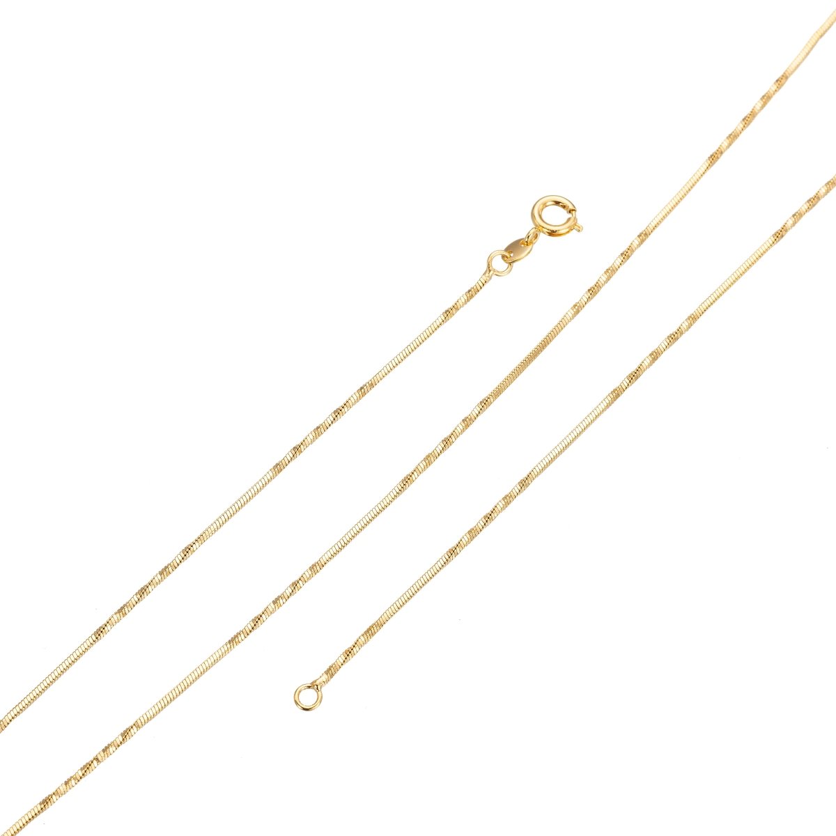 24K Gold Plated Necklace - Twisted Cocoon Necklace - Dainty 1.4mm Gold Cocoon Chain - 18, 21 Inches Layering Necklace Ready To Wear w/ Spring Ring | CN-251 Clearance Pricing - DLUXCA