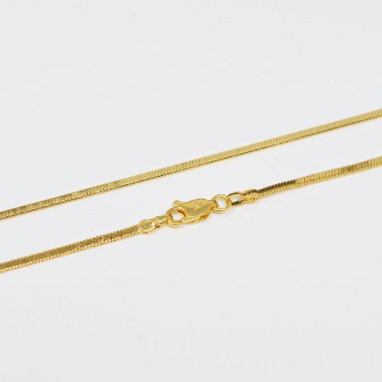 24K Gold Plated Omega Necklace 15. 9 & 19.7 inches, 1.7mm In Width w/ Lobster Clasps | CN-995 CN-996 Clearance Pricing - DLUXCA