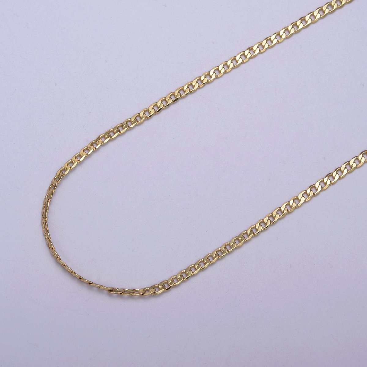 24K Gold Silver FIGARO CURB Matte Chain, 1.8mm Width, Unfinished Chain For Jewelry Making Component | ROLL-623, ROLL-624 Clearance Pricing - DLUXCA
