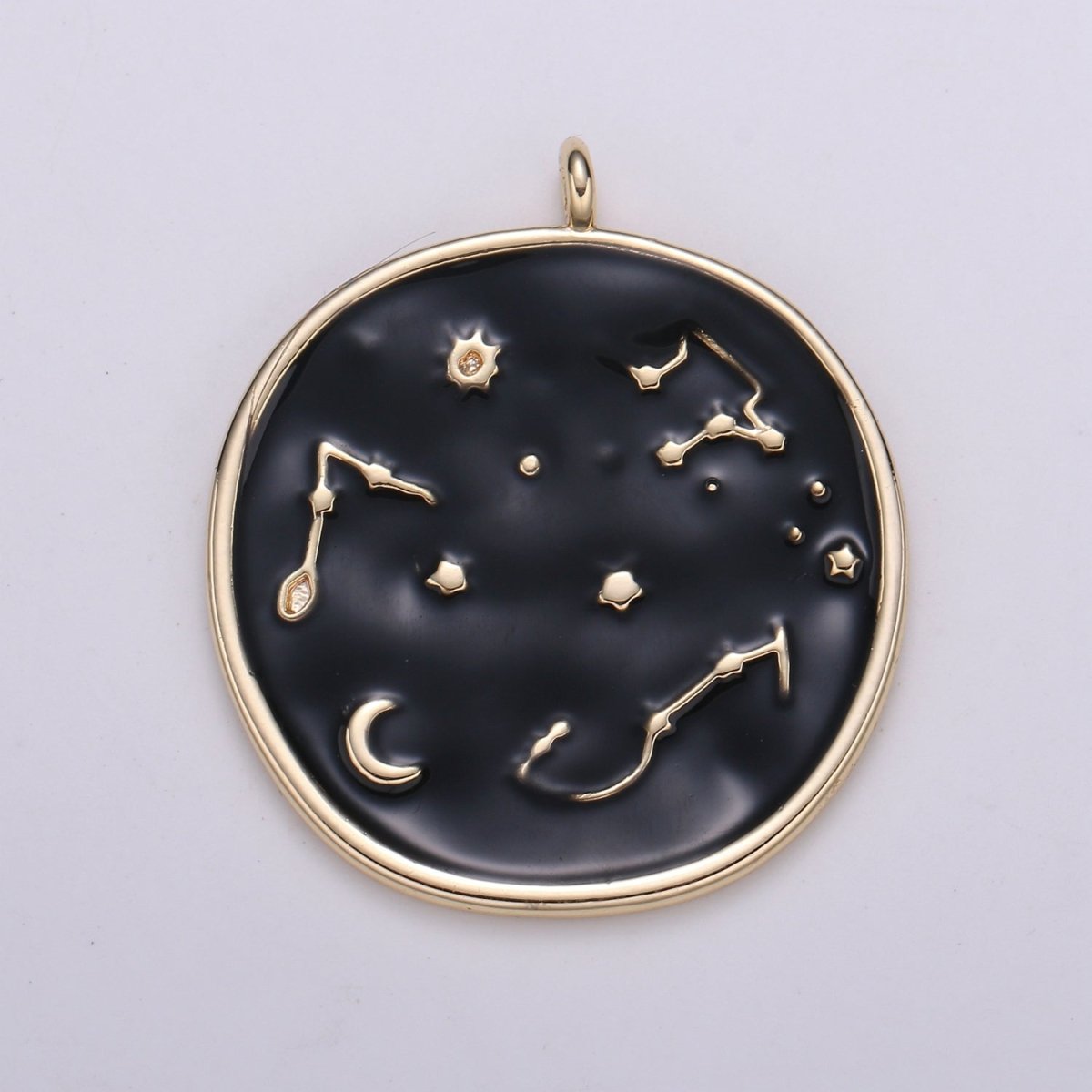 24k Gold Solar System Astrology Charm, Enamel Universe Pendant, Zodiac Gold Charm, For DIY Necklace Bracelet Earring E-152 E-153 - DLUXCA