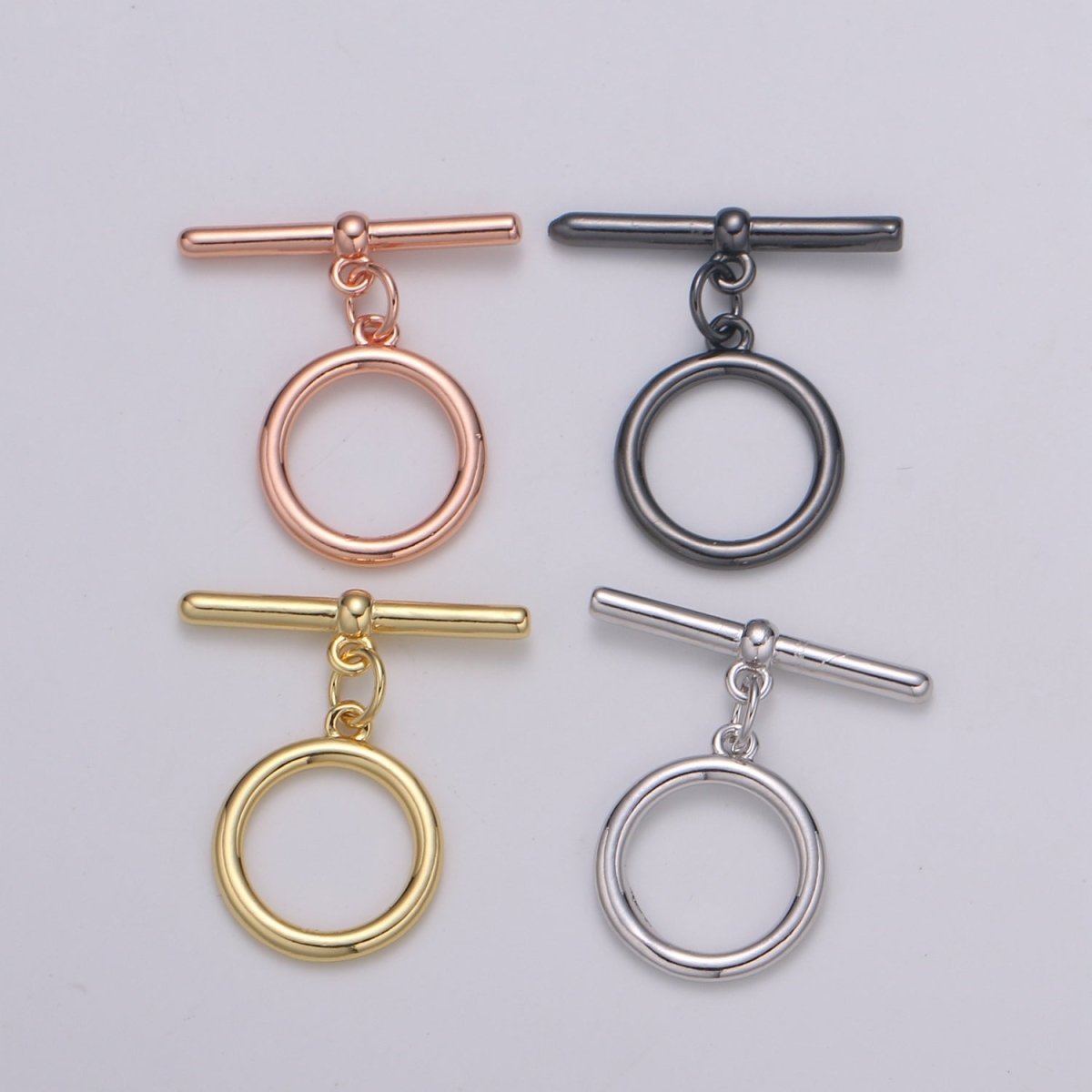 24K Gold Toggle Clasp with jump ring chose color-Gold, Rose Gold Black, Silver OT Clasp for Jewelry Making Supply L-140 L-214 L-215 L-216 - DLUXCA