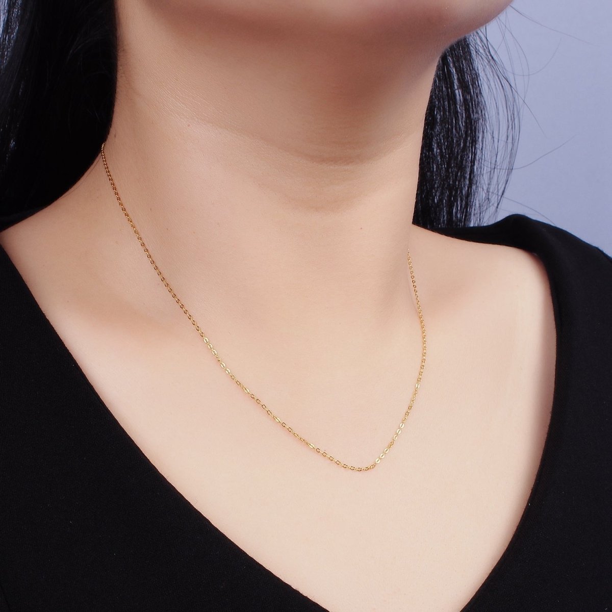 24K Gold Vermeil Cable Link Necklace Chain, 925 Sterling Silver Necklace Chain w/ Heavy 24K Gold Plated 18 inch | WA-1955 Clearance Pricing - DLUXCA