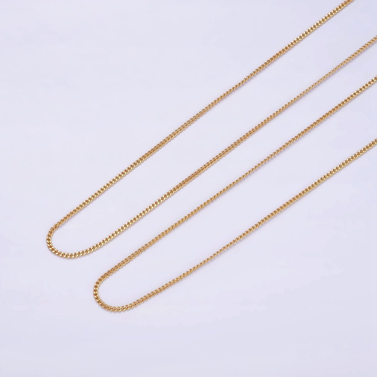 24K Gold Vermeil Necklace Curb Chain, 925 Sterling Silver Curb Necklace Chain w/ Heavy Gold Plated | WA-2151 WA-2152 Clearance Pricing - DLUXCA