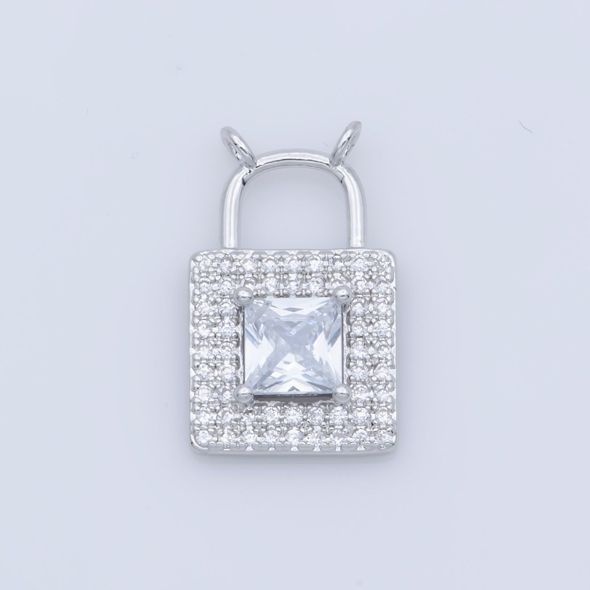 24K or White Gold Filled Dainty Lock Key Connector Micro Pave CZ DIY Cute Silver Padlock Charm Necklace Bracelet Findings F-422 F-423 - DLUXCA