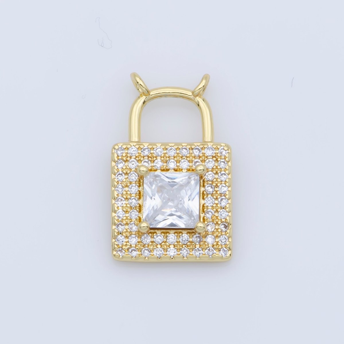 24K or White Gold Filled Dainty Lock Key Connector Micro Pave CZ DIY Cute Silver Padlock Charm Necklace Bracelet Findings F-422 F-423 - DLUXCA